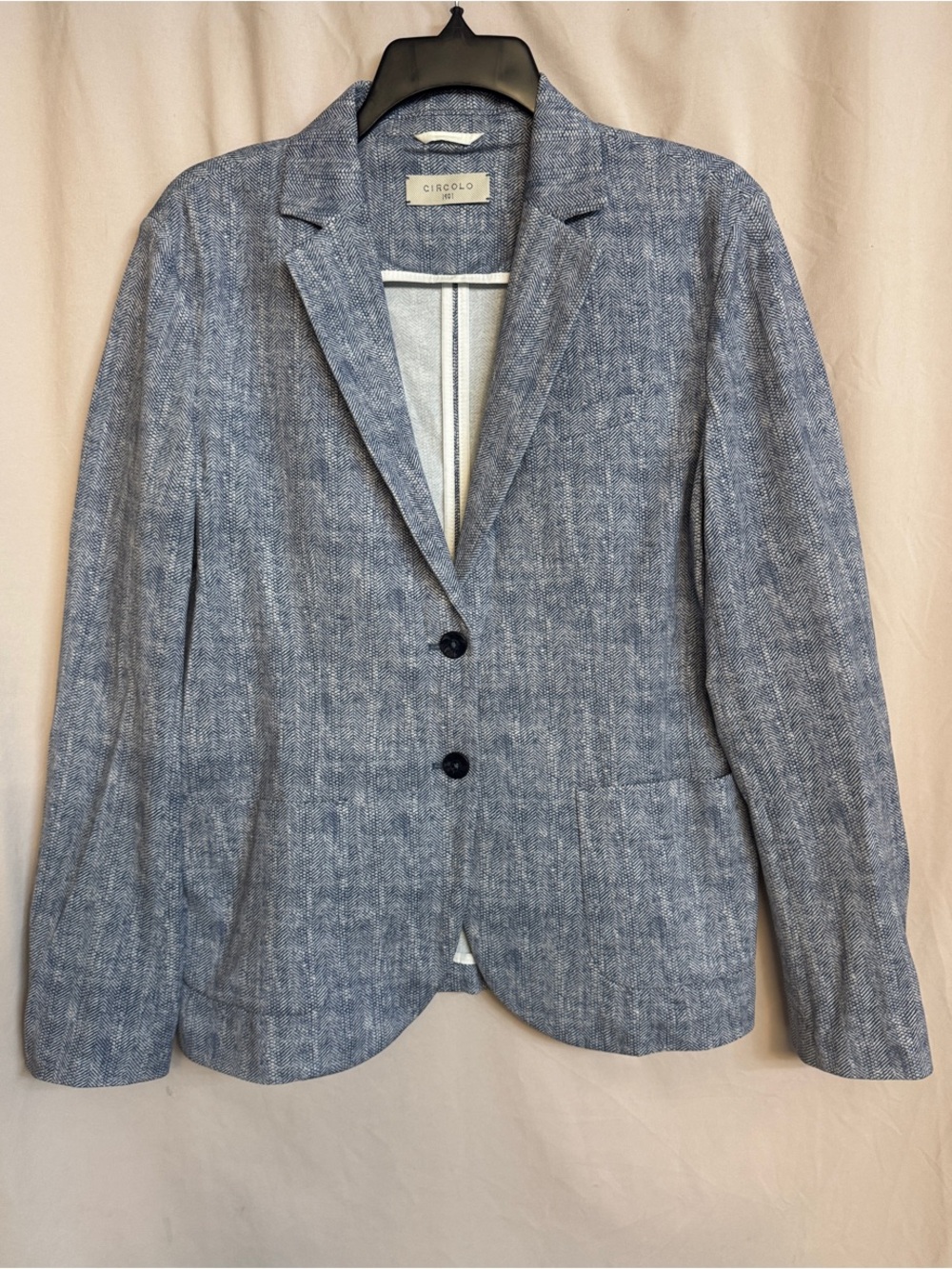 Circolo 1901 Tailored Cotton Blazer, Size XL, Color Blue/White